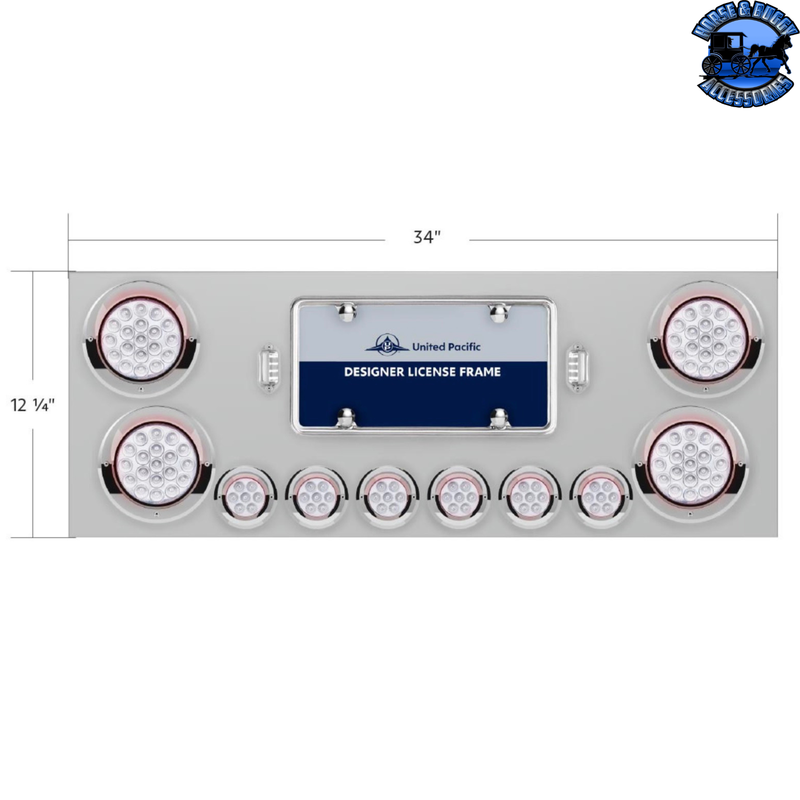 SS Rear Center Panel With 4X 19 LED 4" & 6X 7 LED 2" Double Fury Lights & Visors (Choose LED Color)