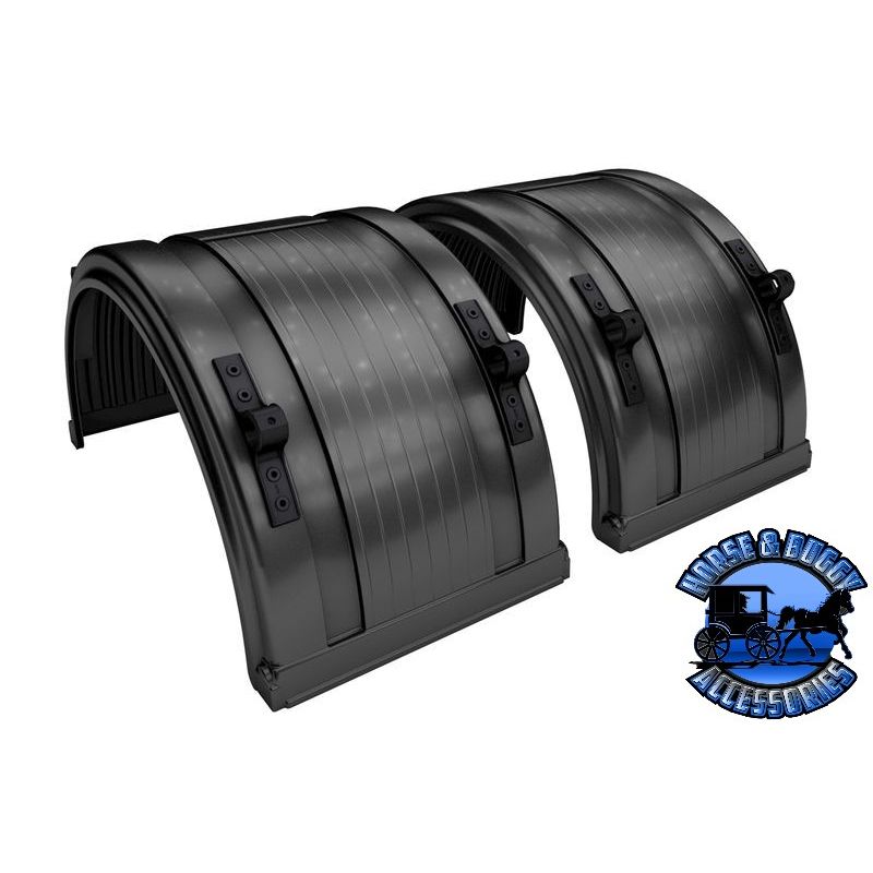 #031-01520 BLACK SPRAY MASTER POLY TRUCK FENDERS FOR 22.5" OR 24.5" WHEELS fixed mount brackets (Sold in pairs)