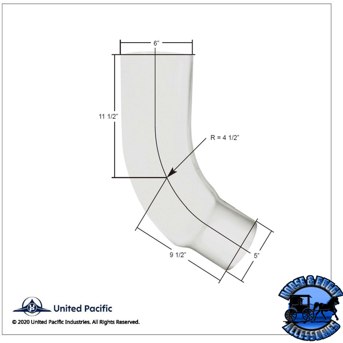 Light Gray UNITED PACIFIC CHROME 58 DEGREE ANGLED EXHAUST ELBOWS FOR PETERBILT 379 #14-13056CP EXHAUST 6" O.D. to 5" O.D.