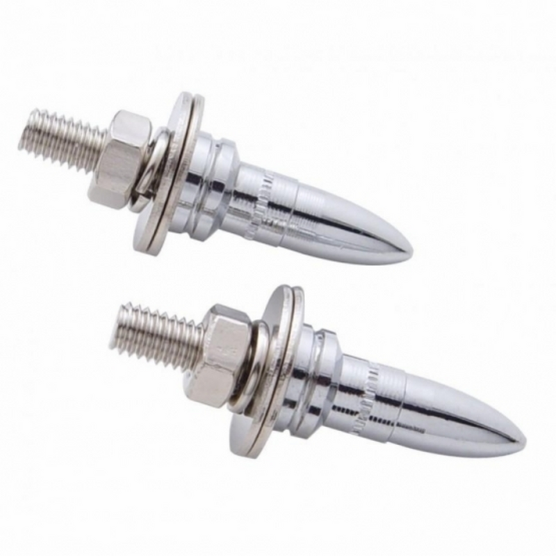 Chrome Bullet Shape License Plate Fastener (2-Pack)