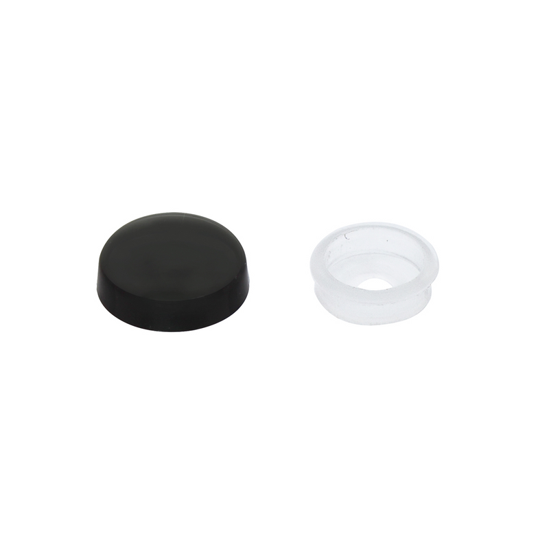Tapa a presión de plástico negro para tornillos n.° 6 y n.° 8 (a granel)