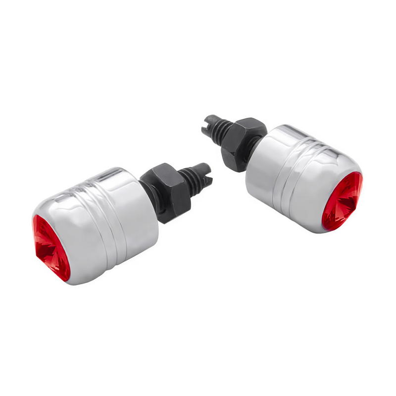 Chrome Aluminum License Plate Fastener With Red Crystal (2-Pack)