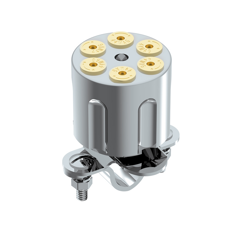 UP-70106 Chrome Aluminum Gun Cylinder Steering Wheel Spinner