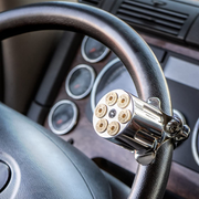 UP-70106 Chrome Aluminum Gun Cylinder Steering Wheel Spinner