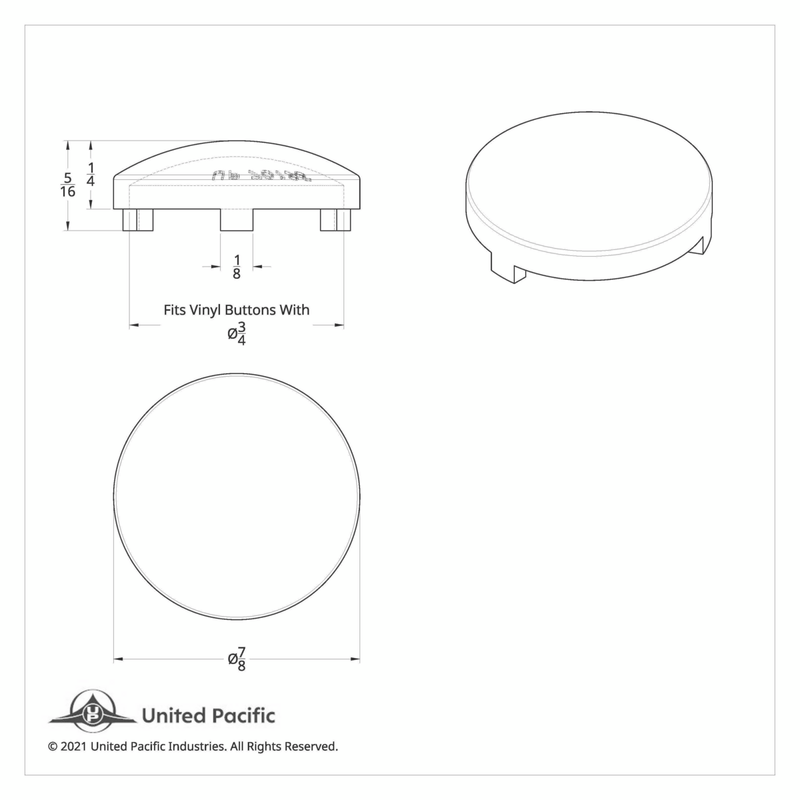 Cubiertas de plástico cromado para botón de vinilo redondo de 3/4" para la mayoría de Freightliner e International (a granel)