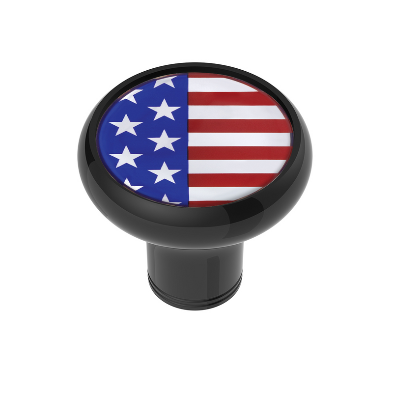 1/2"-13 Thread-On Gearshift Knob With USA Flag Sticker - Black