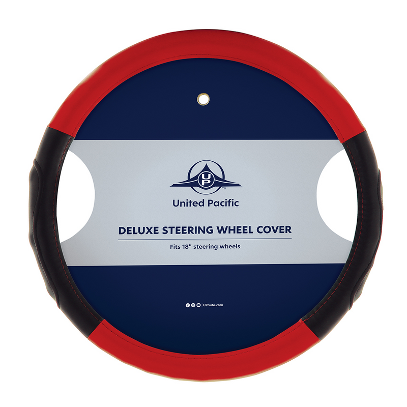 UP-70406 18" Duo Tone Steering Wheel Cover - Black & Red