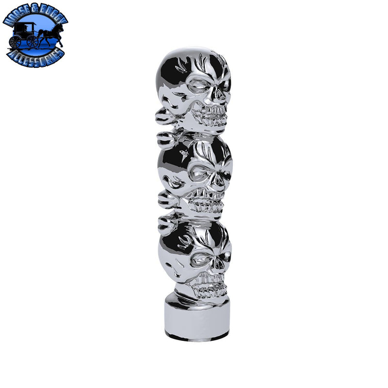 UP-70536B 1/2"-13 Thread-On 3 Skull Shift Knob-Chrome Shift Knob Gray