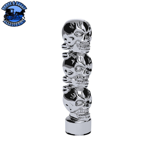 UP-70536B 1/2"-13 Thread-On 3 Skull Shift Knob-Chrome Shift Knob Gray