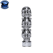 UP-70536B 1/2"-13 Thread-On 3 Skull Shift Knob-Chrome Shift Knob Gray