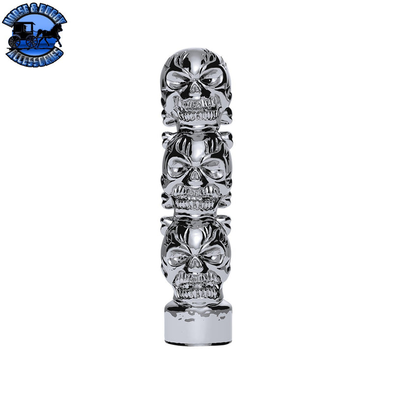 UP-70536B 1/2"-13 Thread-On 3 Skull Shift Knob-Chrome Shift Knob Gray