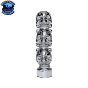 UP-70536B 1/2"-13 Thread-On 3 Skull Shift Knob-Chrome Shift Knob Gray