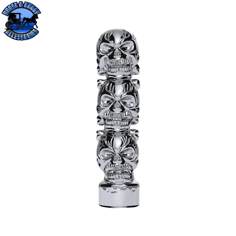 UP-70536B 1/2"-13 Thread-On 3 Skull Shift Knob-Chrome Shift Knob Gray