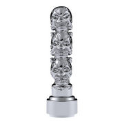 Thread-On 3-Skulls Gearshift Knob With Adapter For Eaton-Fuller 9/10 Speed Shifter-Chrome
