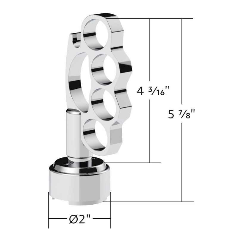 Thread-On Knuckle Gearshift Knob With Chrome 13/15/18 Speed Adapter - Chrome