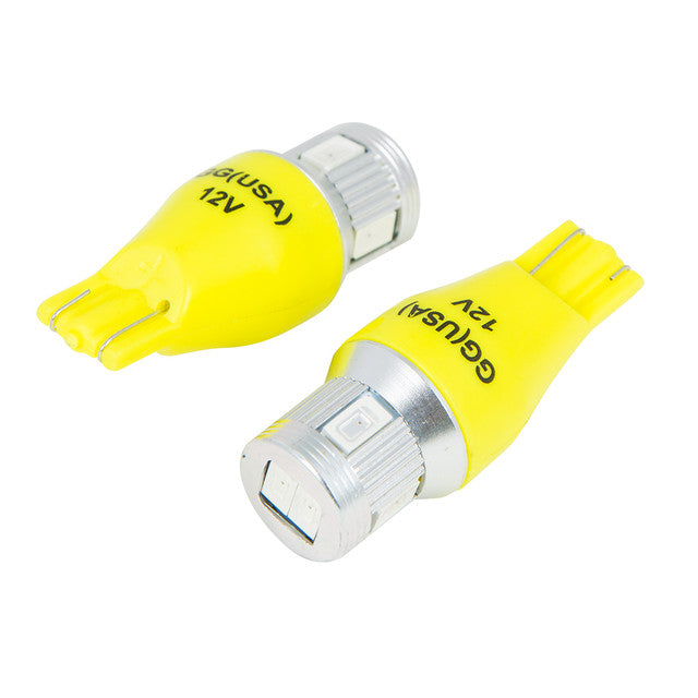 70620 #921/912 AMBER 6LED W/HEATSINK TOWER STYLE LIGHT BULBS, 12V Yellow