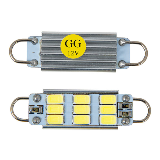70630 #561 AMBER 9 LED INTERIOR DOME LIGHT BULBS W/ HEAT SINK, 12V Dark Gray