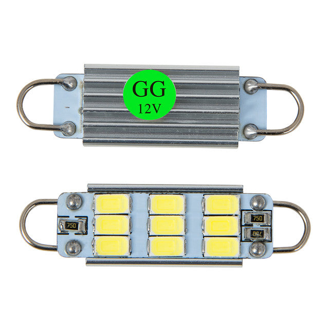70632 #561 GREEN 9 LED INTERIOR DOME LIGHT BULBS W/ HEAT SINK, 12V Gray
