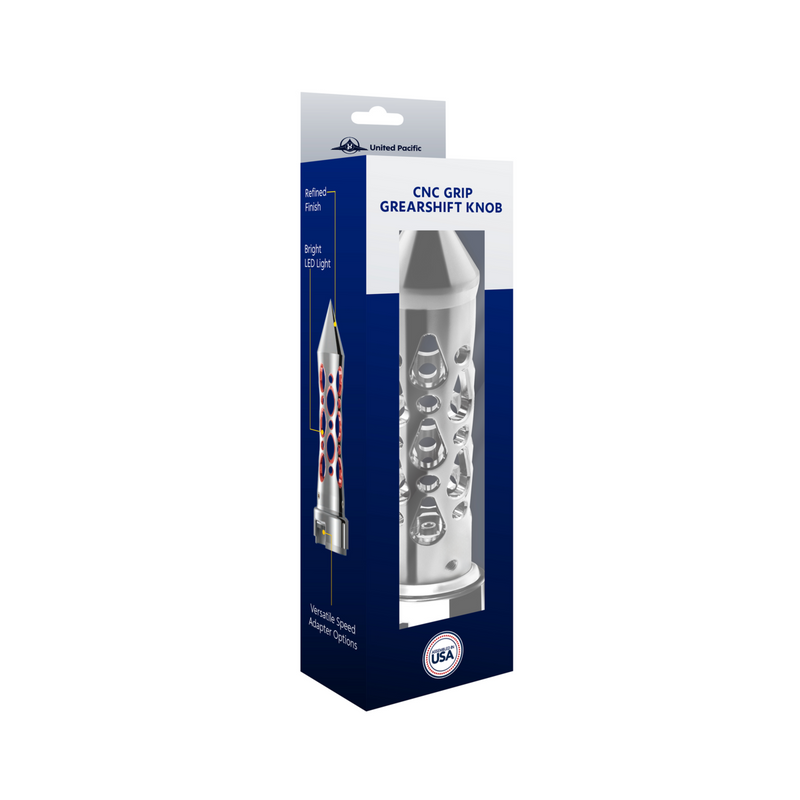 Perilla de palanca de cambios cromada estilo Brooklyn con adaptador de velocidad 13/15/18 - Vertical