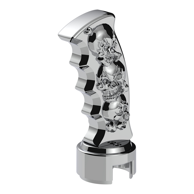 Chrome Skulls Pistol Grip Gearshift Knob With 13/15/18 Speed Adapter