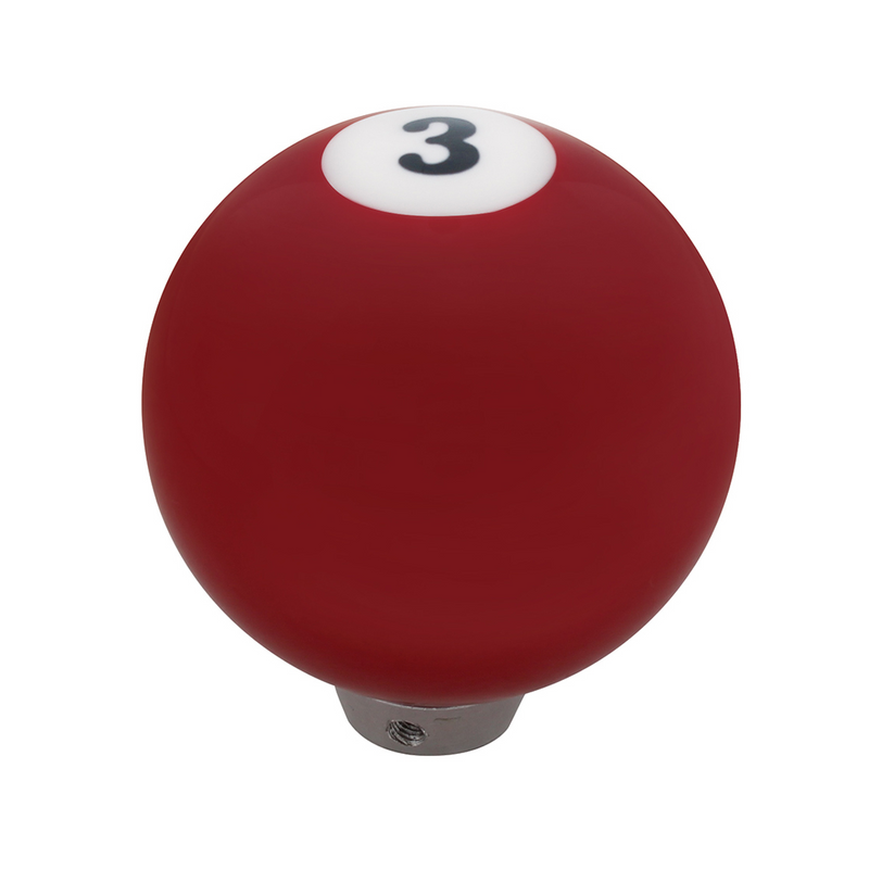 Number 3 Pool Ball Gearshift Knob - Gloss Red