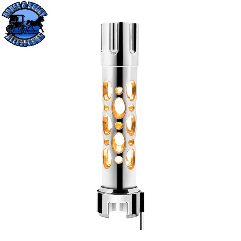 Chrome Austin Style Gun Cylinder Gearshift Knob With LED 13/15/18 Speed Adapter - Amber SHIFTER Dark Slate Gray