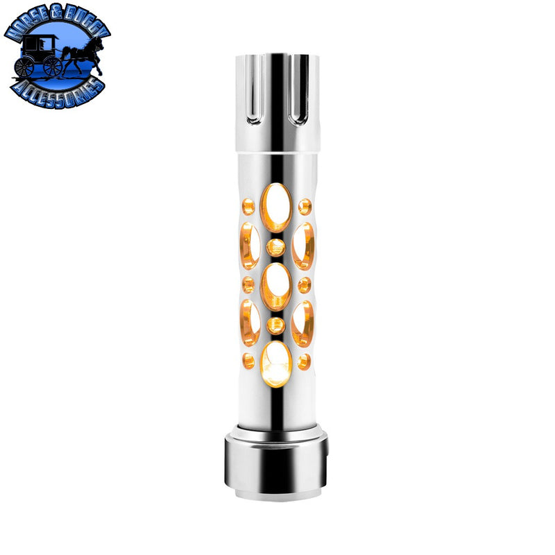 Chrome Austin Style Gun Cylinder Gearshift Knob With LED 13/15/18 Speed Adapter - Amber SHIFTER Dark Slate Gray