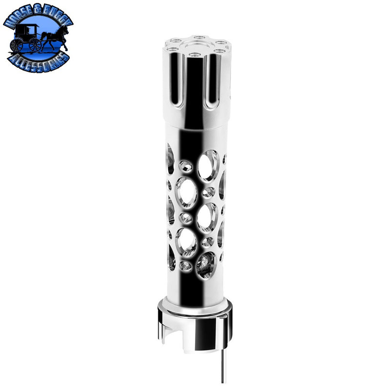 Chrome Austin Style Gun Cylinder Gearshift Knob With LED 13/15/18 Speed Adapter - Red SHIFTER Black