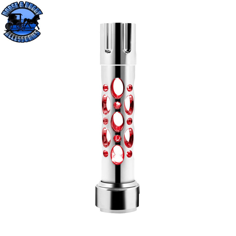 Chrome Austin Style Gun Cylinder Gearshift Knob With LED 13/15/18 Speed Adapter - Red SHIFTER Dark Slate Gray