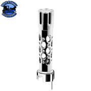 Chrome Austin Style Gun Cylinder Gearshift Knob With LED 13/15/18 Speed Adapter - Blue Black