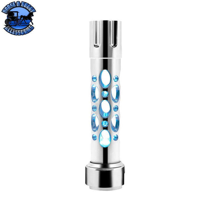 Chrome Austin Style Gun Cylinder Gearshift Knob With LED 13/15/18 Speed Adapter - Blue Dark Slate Gray