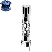 Chrome Austin Style Gun Cylinder Gearshift Knob With LED 13/15/18 Speed Adapter - White Black