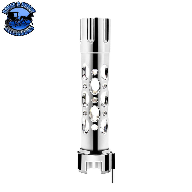 Chrome Austin Style Gun Cylinder Gearshift Knob With LED 13/15/18 Speed Adapter - White Dark Slate Gray