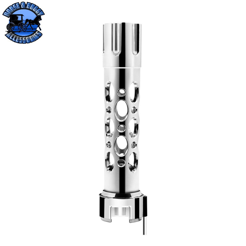 Chrome Austin Style Gun Cylinder Gearshift Knob With LED 13/15/18 Speed Adapter - White Black
