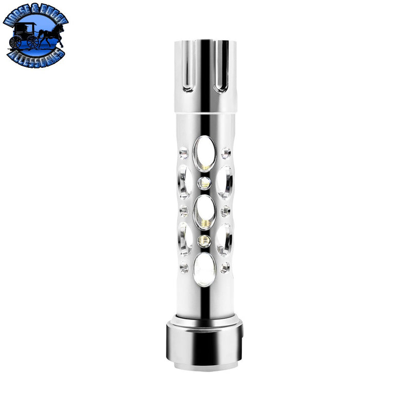 Chrome Austin Style Gun Cylinder Gearshift Knob With LED 13/15/18 Speed Adapter - White Dark Slate Gray