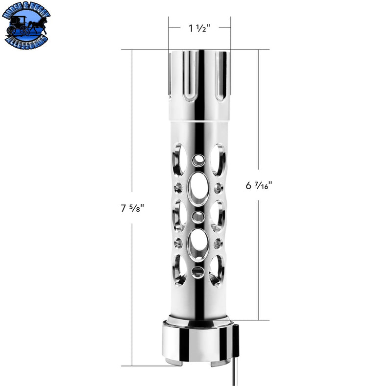 Chrome Austin Style Gun Cylinder Gearshift Knob With LED 9/10 Speed Adapter - Blue