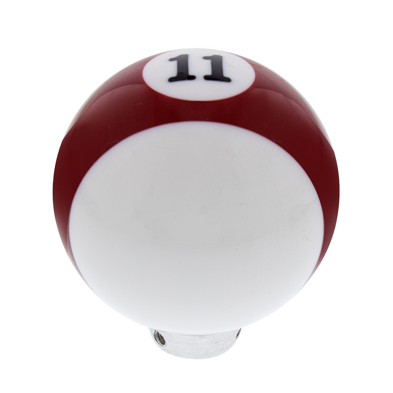 Number 11 Pool Ball Gearshift Knob - Gloss Red Striped