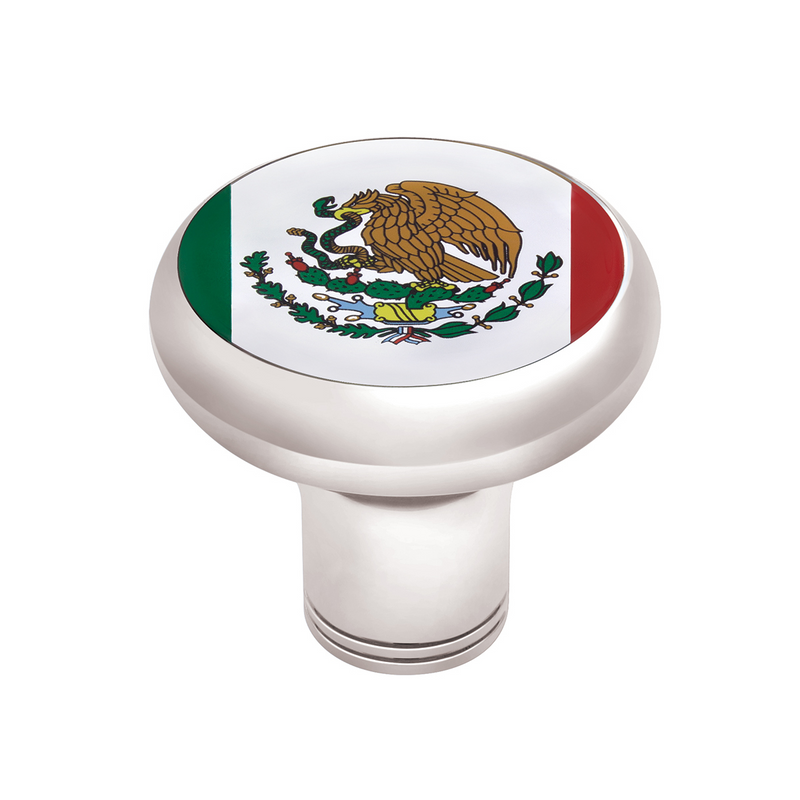 Perilla de cambio de marchas cromada con rosca de 1/2"-13 - Bandera de México