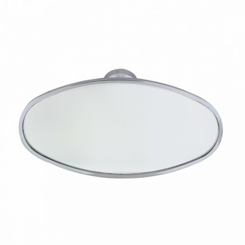 Oval Chrome Plated Aluminum Interior Rear View Mirror With Glue-On Mount