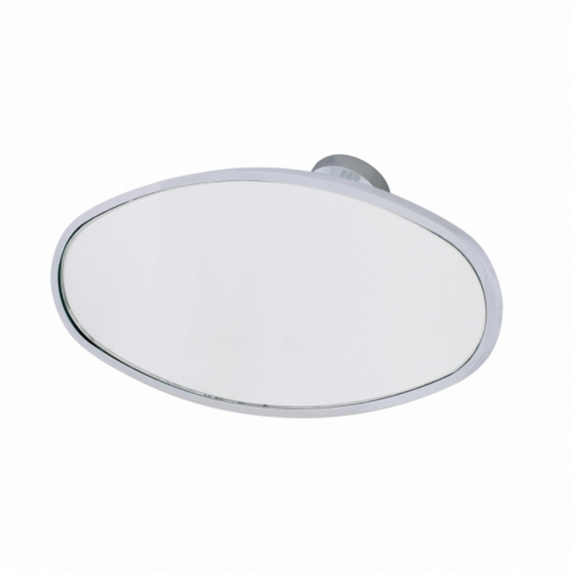Oval Chrome Plated Aluminum Interior Rear View Mirror With Glue-On Mount