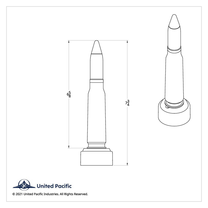50 Caliber Bullet Style Thread-On Gearshift Knob With 9/10 Speed Adapter