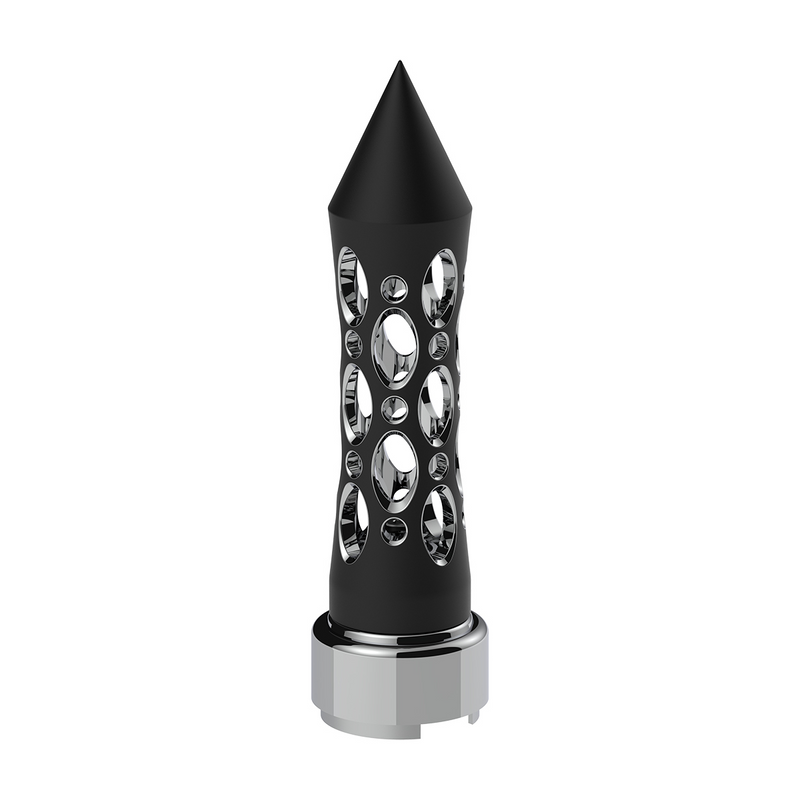 M30X3.5 Thread-On Daytona Spike Gearshift Knob With Chrome 9/10 Speed Adapter - Black/Vertical