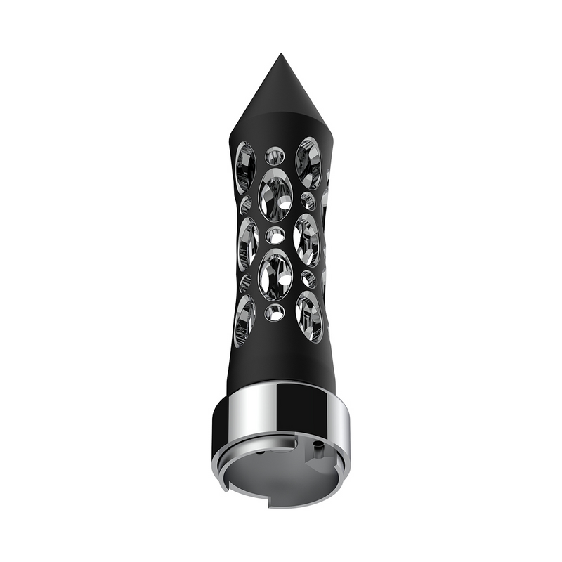M30X3.5 Thread-On Daytona Spike Gearshift Knob With Chrome 9/10 Speed Adapter - Black/Vertical