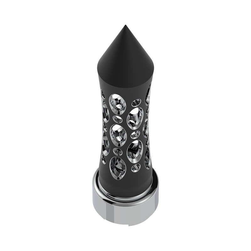 M30X3.5 Thread-On Daytona Spike Gearshift Knob With Chrome 9/10 Speed Adapter - Black/Vertical