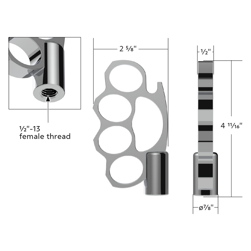 1/2"-13 Thread-On Knuckle Gearshift Knob - Chrome
