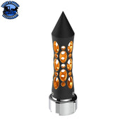 Thread-On Daytona Style Spike Gearshift Knob With LED 9/10 Speed Adapter (Choose finish) (Choose LED Color) Shift Knob Black / Amber Tan