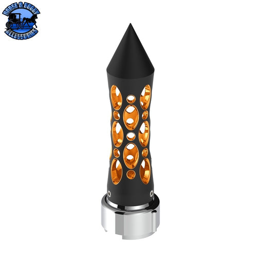 Thread-On Daytona Style Spike Gearshift Knob With LED 9/10 Speed Adapter (Choose finish) (Choose LED Color) Shift Knob Black / Amber Tan