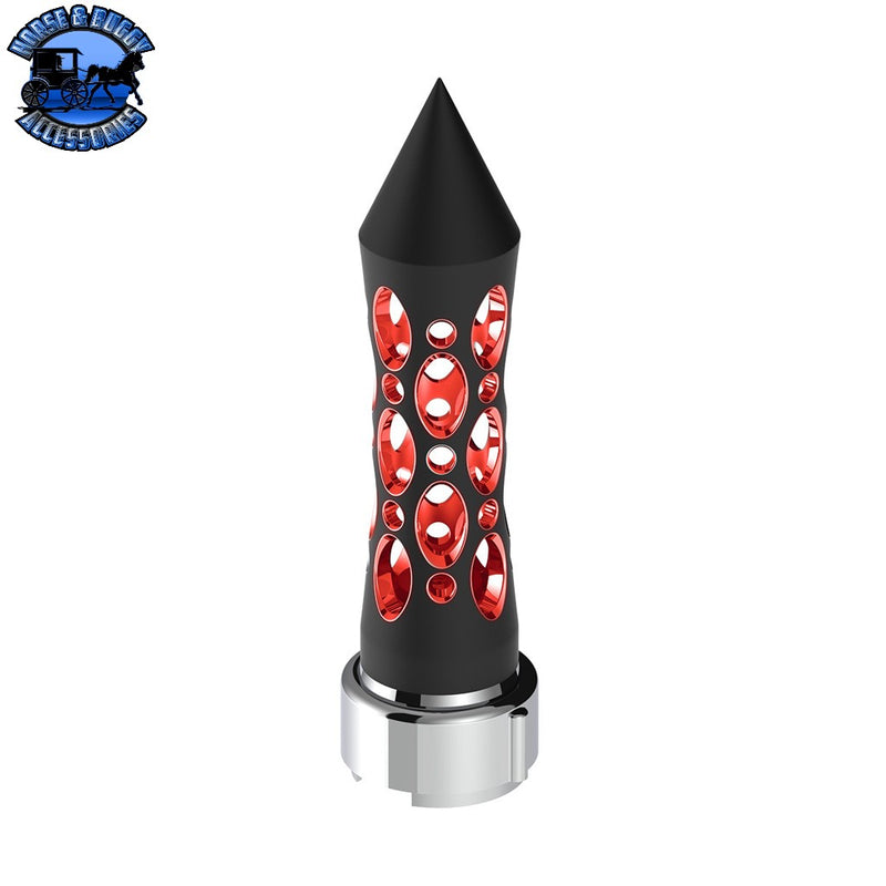 Thread-On Daytona Style Spike Gearshift Knob With LED 9/10 Speed Adapter (Choose finish) (Choose LED Color) Shift Knob Black / Red Tan