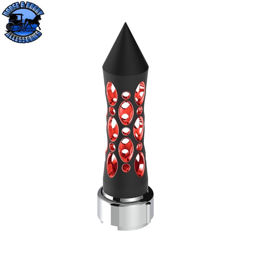 Thread-On Daytona Style Spike Gearshift Knob With LED 9/10 Speed Adapter (Choose finish) (Choose LED Color) Shift Knob Black / Red Tan