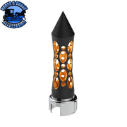 THREAD-ON DAYTONA STYLE SPIKE GEARSHIFT KNOB WITH LED 13/15/18 SPEED ADAPTER (CHOOSE COLOR) (CHOOSE FINISH) SHIFTER Black/Amber LED Tan